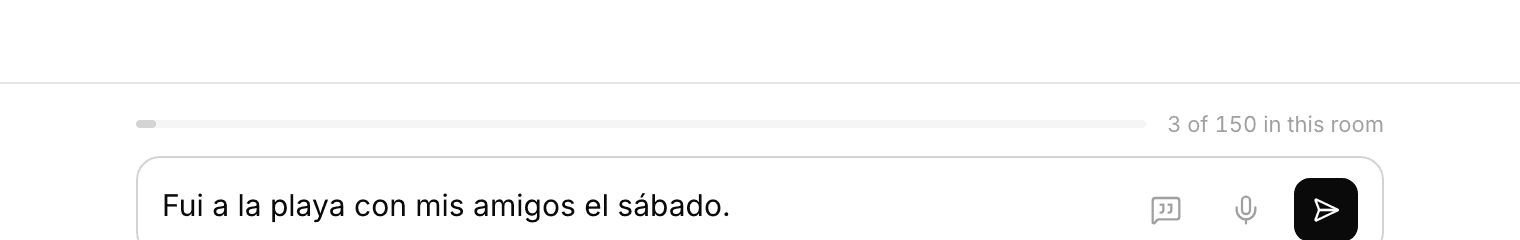 The message box holding a sentence that was spoken, with the microphone beside it